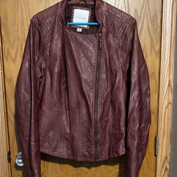 Maurices Deep Maroon faux Leather Jacket 2x - Picture 1 of 11